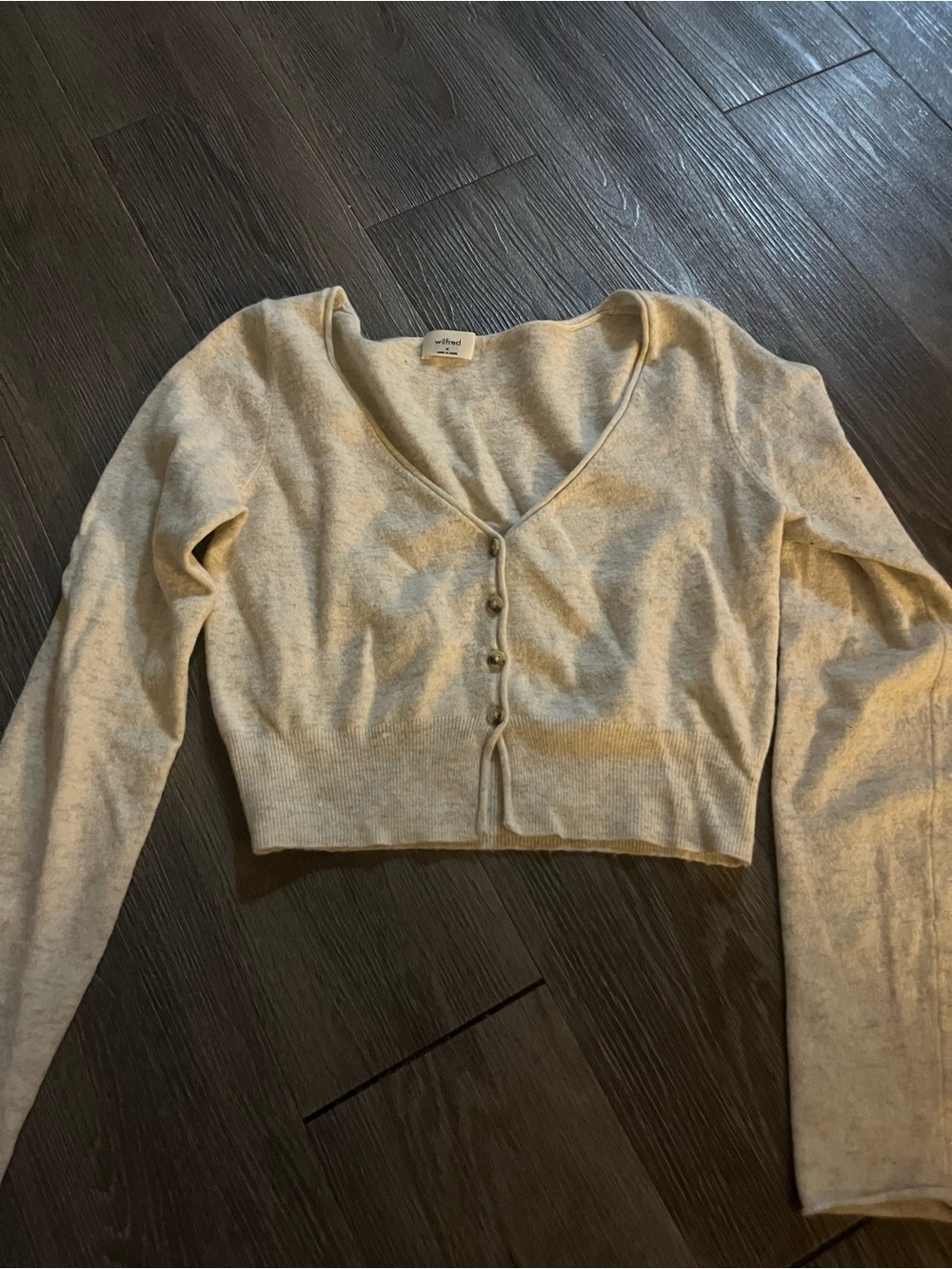 Wilfred Cream Cropped V-Neck Button Cardigan